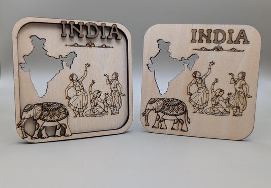 Laser-Cut Wood India Fridge Magnet – Travel Souvenir Gift