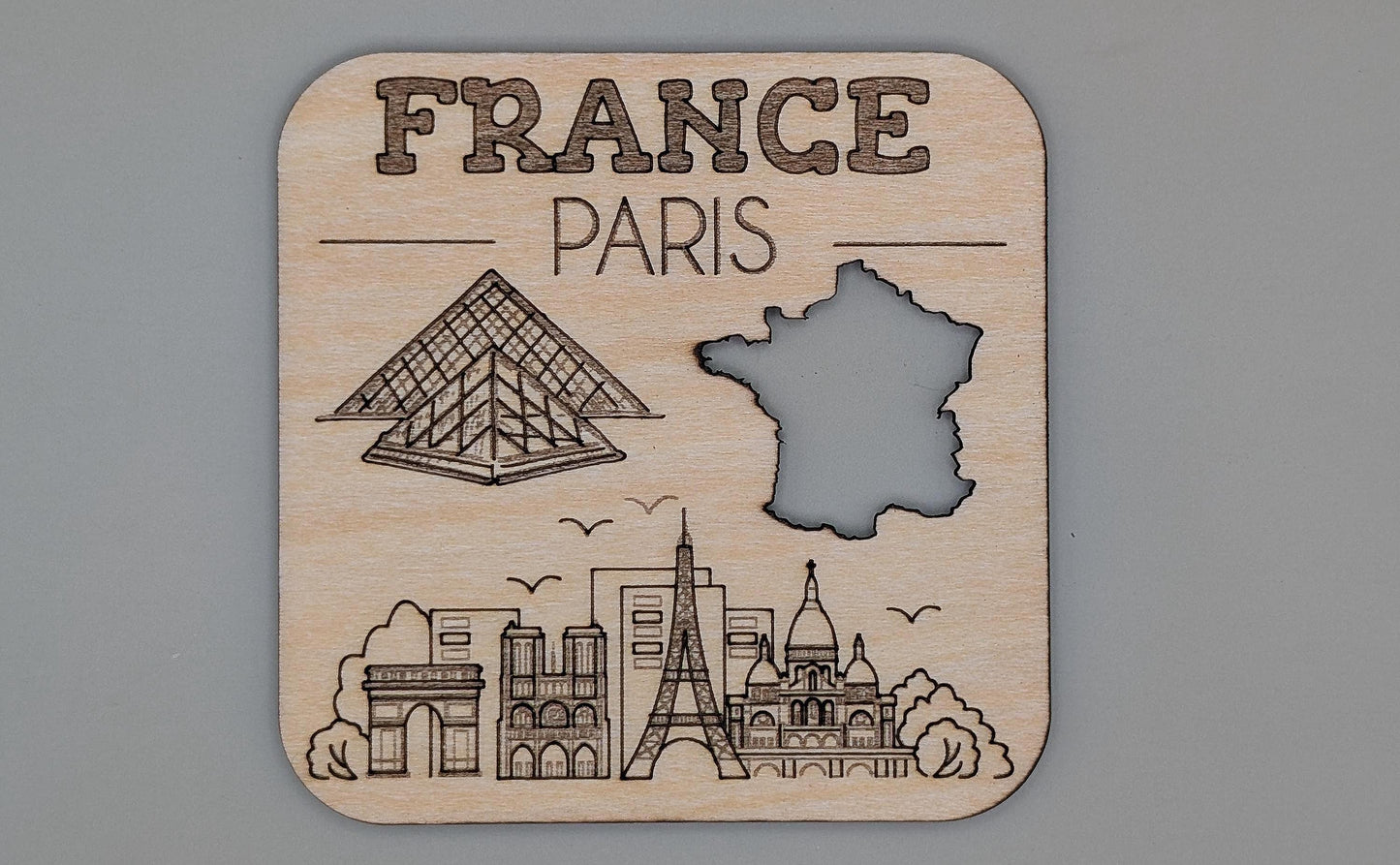 Paris France Wood Fridge Magnet, Travel Souvenir Gift