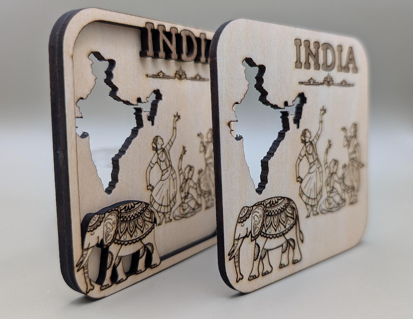 Laser-Cut Wood India Fridge Magnet – Travel Souvenir Gift