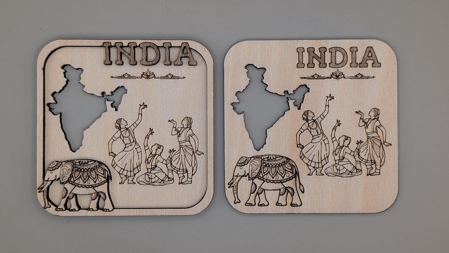 Laser-Cut Wood India Fridge Magnet – Travel Souvenir Gift