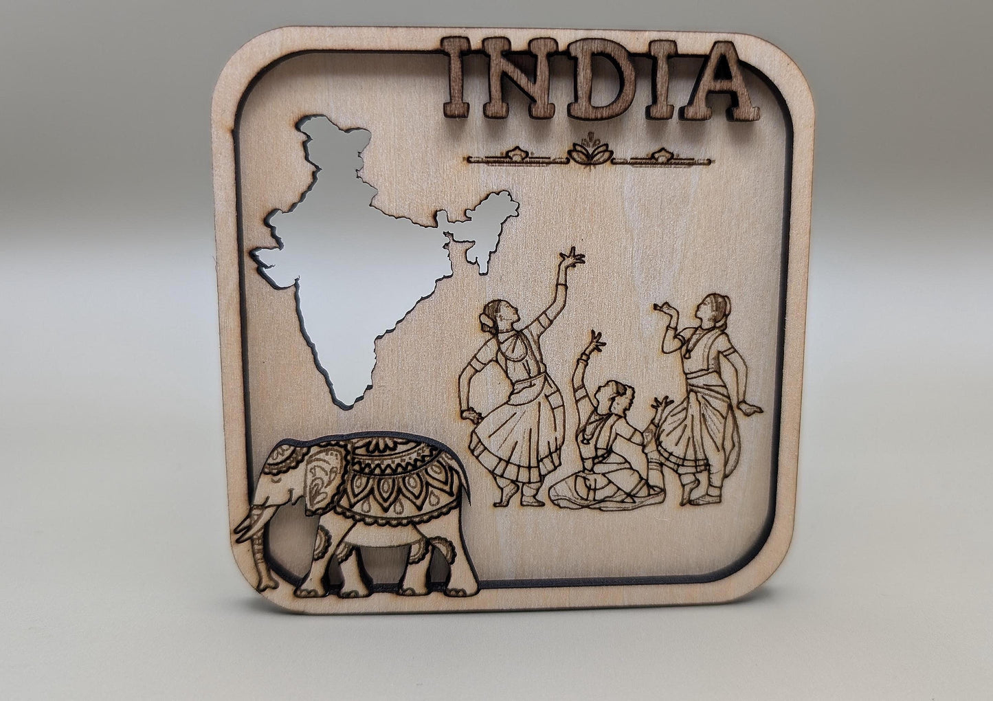 Laser-Cut Wood India Fridge Magnet – Travel Souvenir Gift